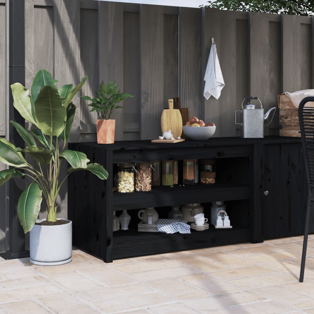 vidaXL Mueble de cocina exterior madera maciza pino negro 106x55x64 cm