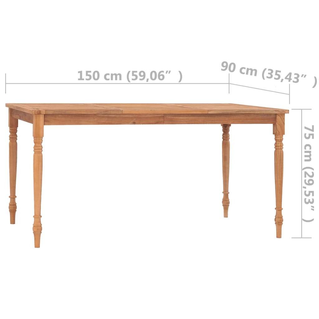 vidaXL Mesa Batavia de madera maciza de teca 150x90x75 cm