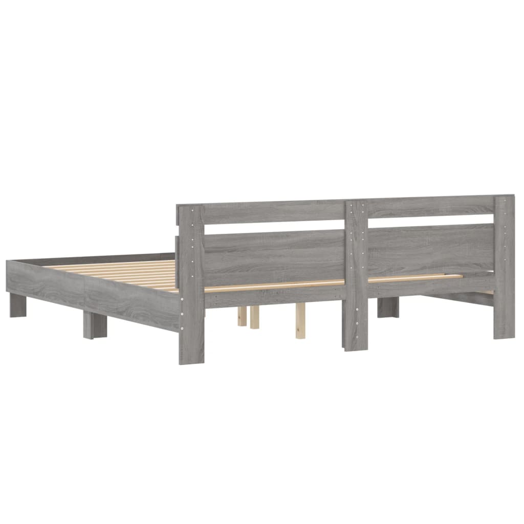 vidaXL Cama con cabecero madera de ingeniería gris Sonoma 160x200 cm