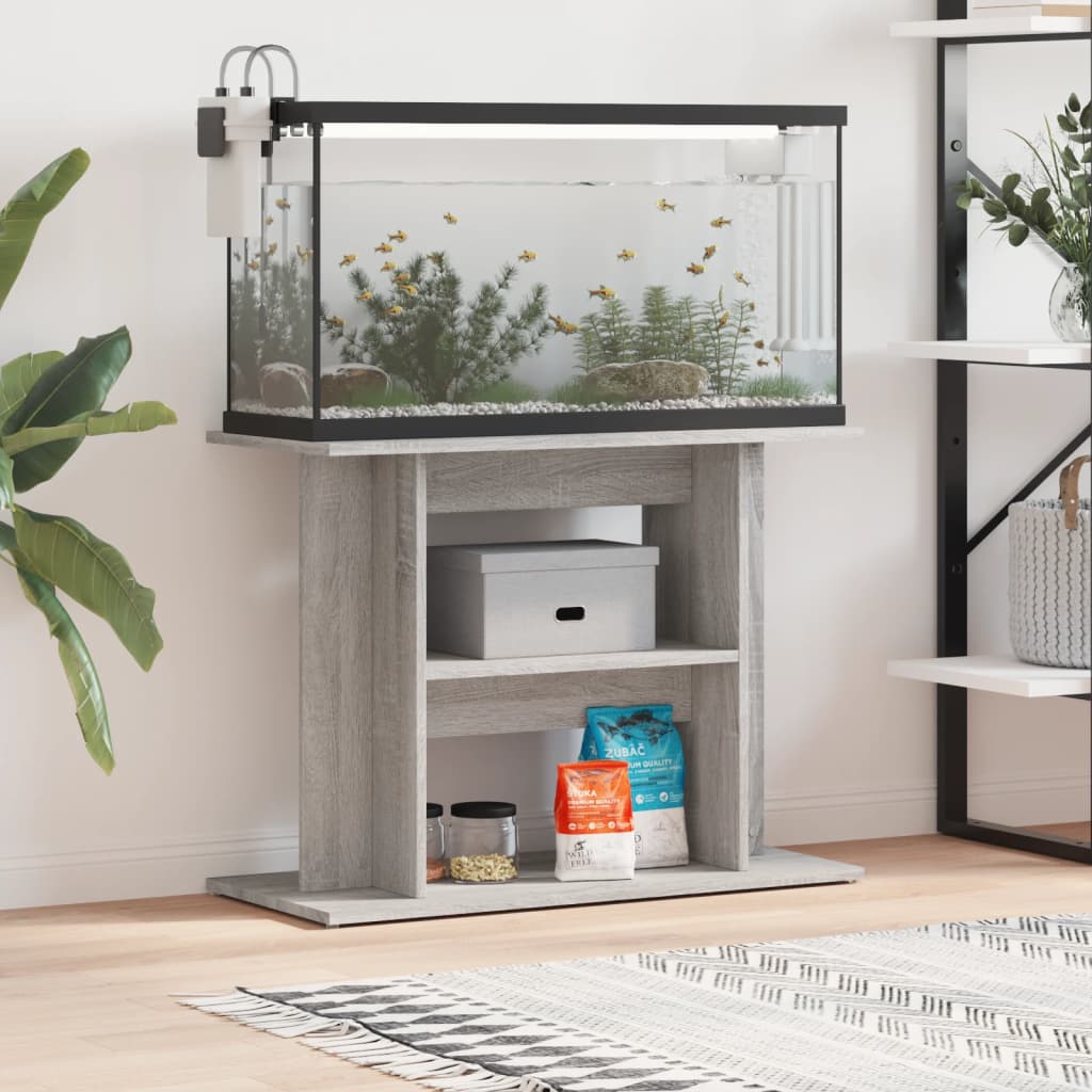 vidaXL Soporte para acuario madera ingeniería gris Sonoma 80x35x60 cm