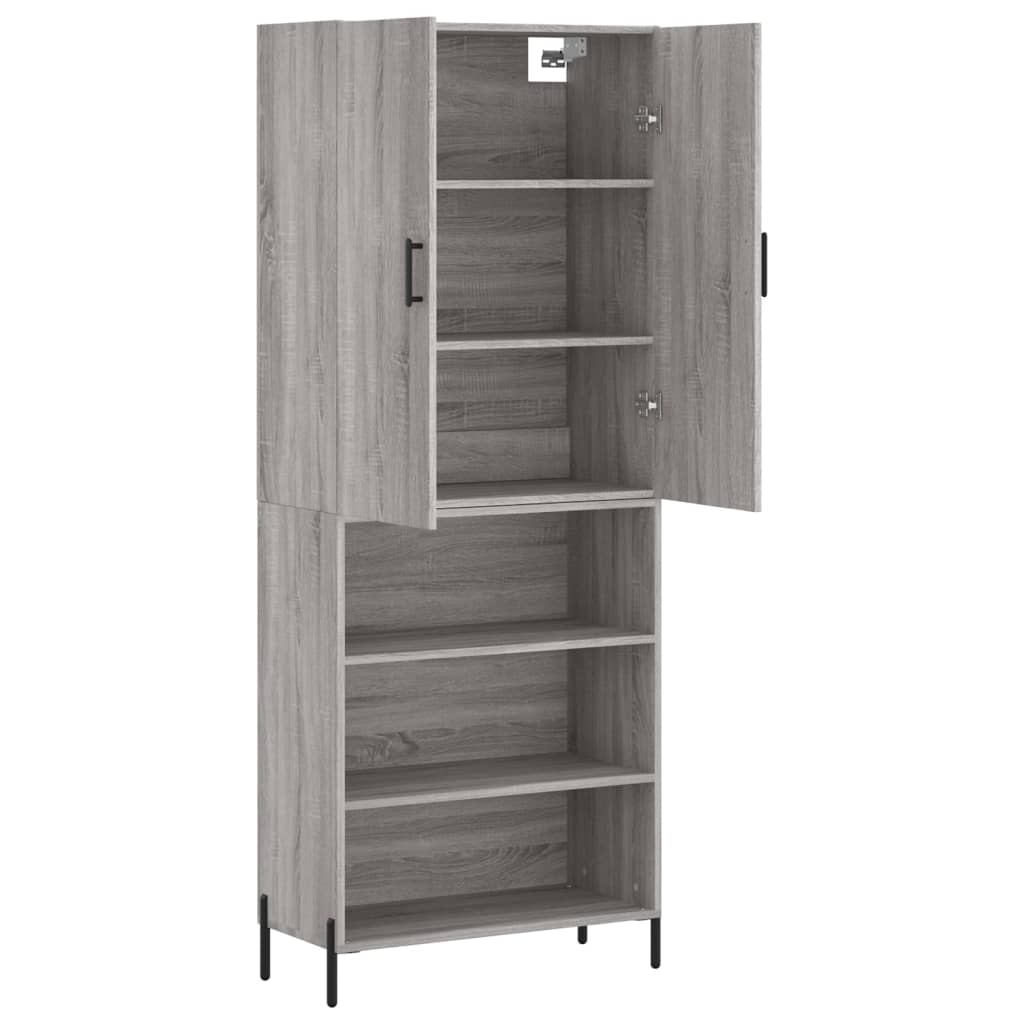 vidaXL Aparador alto madera contrachapada gris sonoma 69,5x34x180 cm