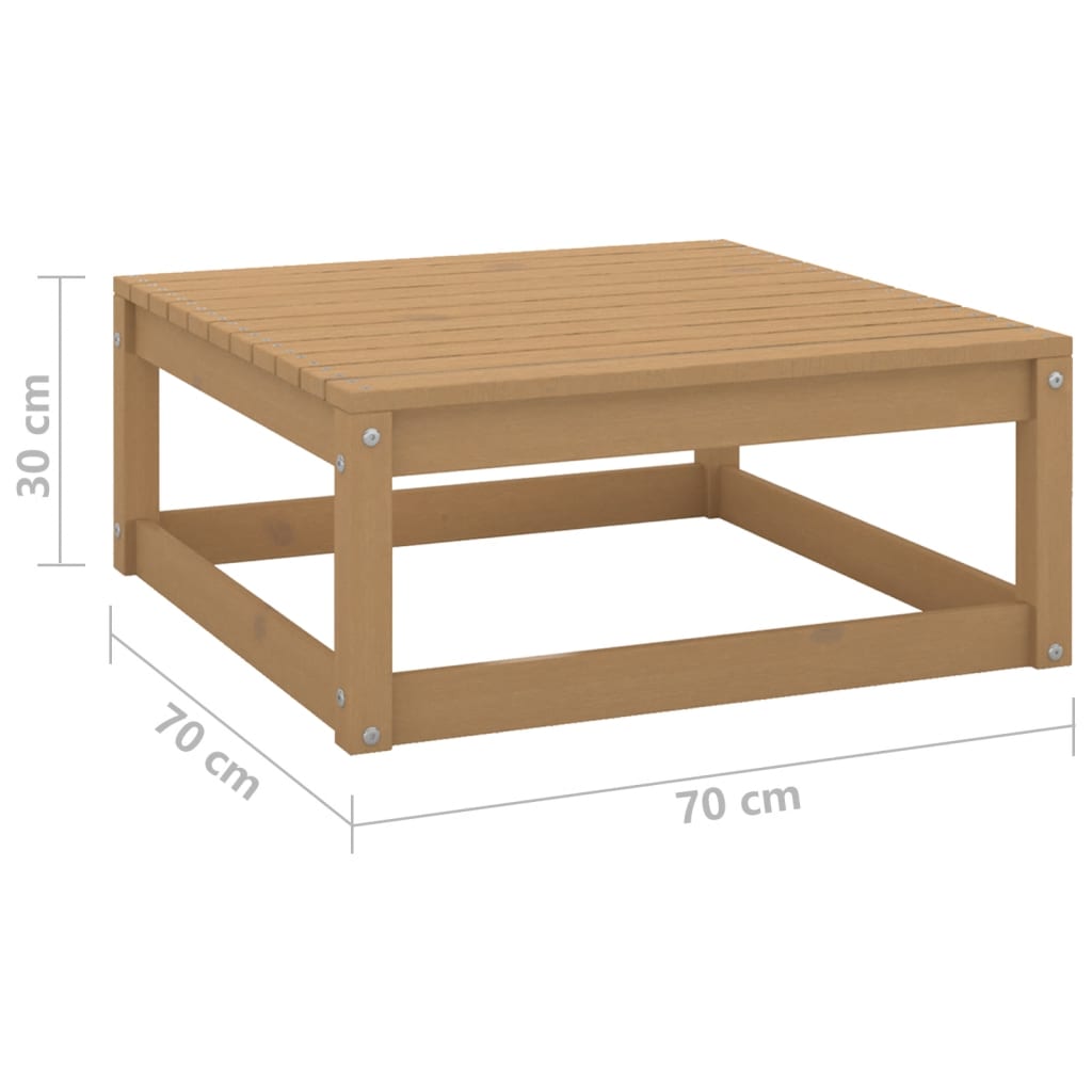 vidaXL Reposapiés de jardín madera maciza pino marrón miel 70x70x30 cm