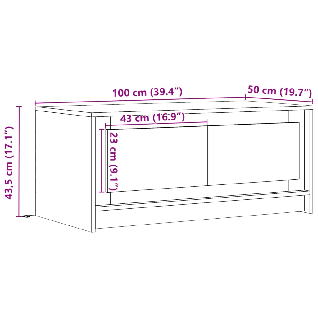 vidaXL Mesa de centro con luces LED madera de ingeniería marrón roble