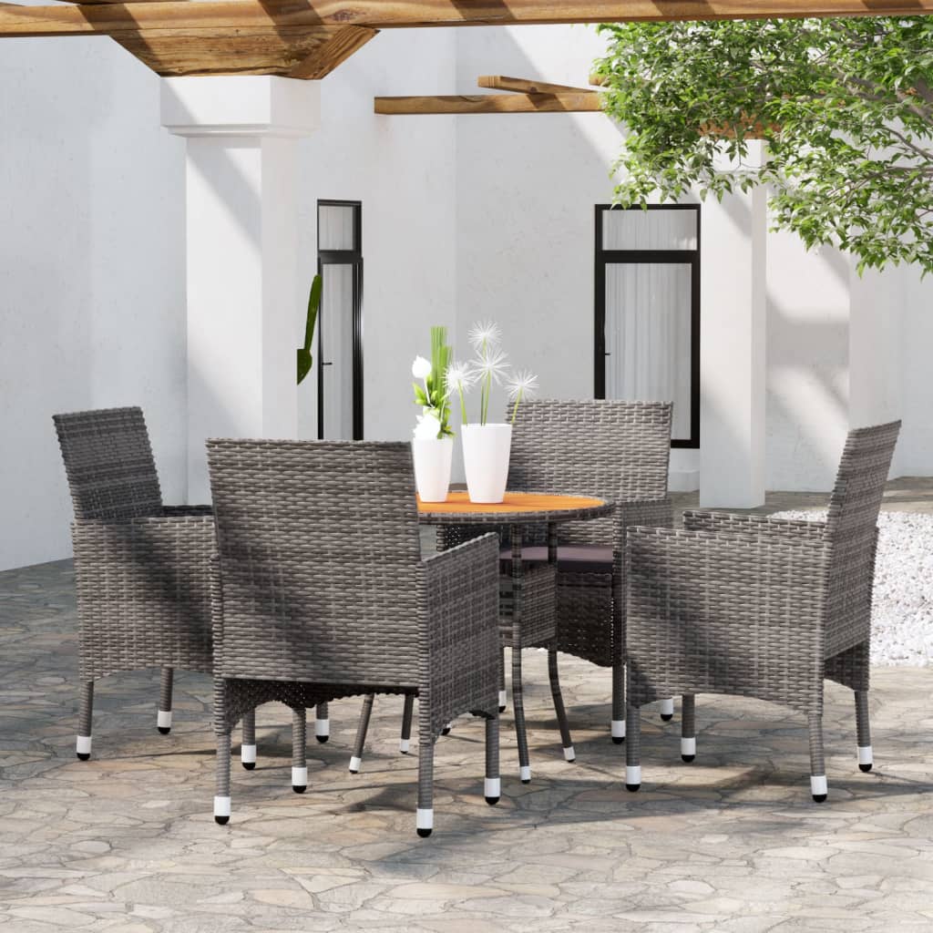 vidaXL Juego de comedor de jardín 5 piezas ratán sintético gris