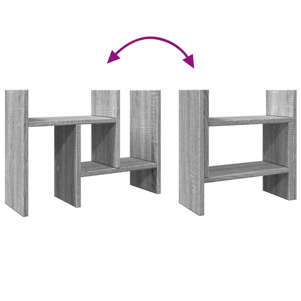 vidaXL Organizador escritorio madera ingeniería gris 34,5x15,5x35,5 cm