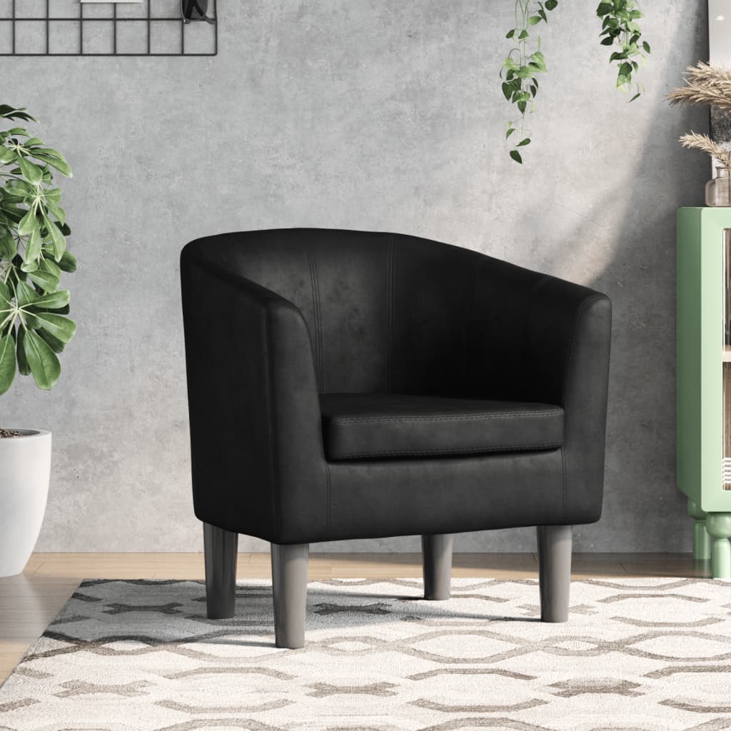 vidaXL Sillón cuero sintético negro