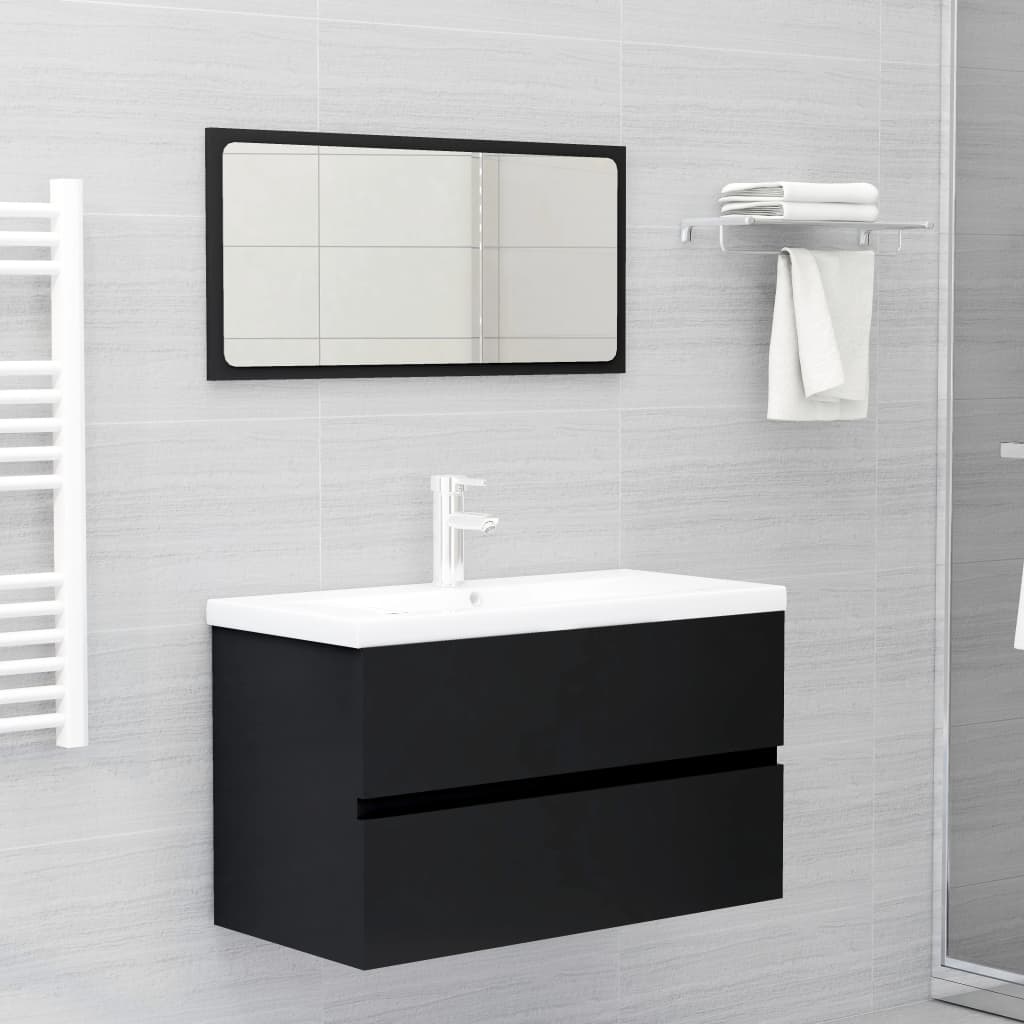 vidaXL Mueble con lavabo madera de ingeniería negro