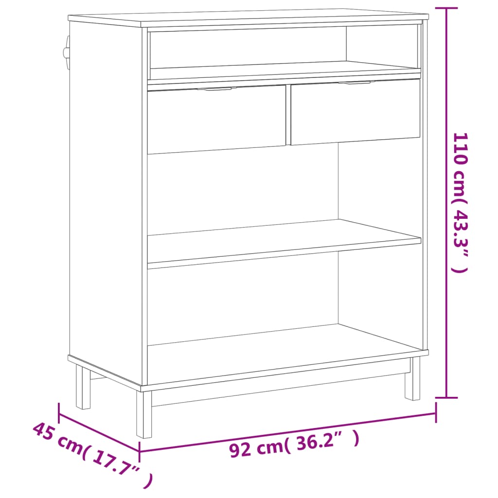 vidaXL Mesa alta de bar FLAM madera maciza de pino 92x45x110 cm