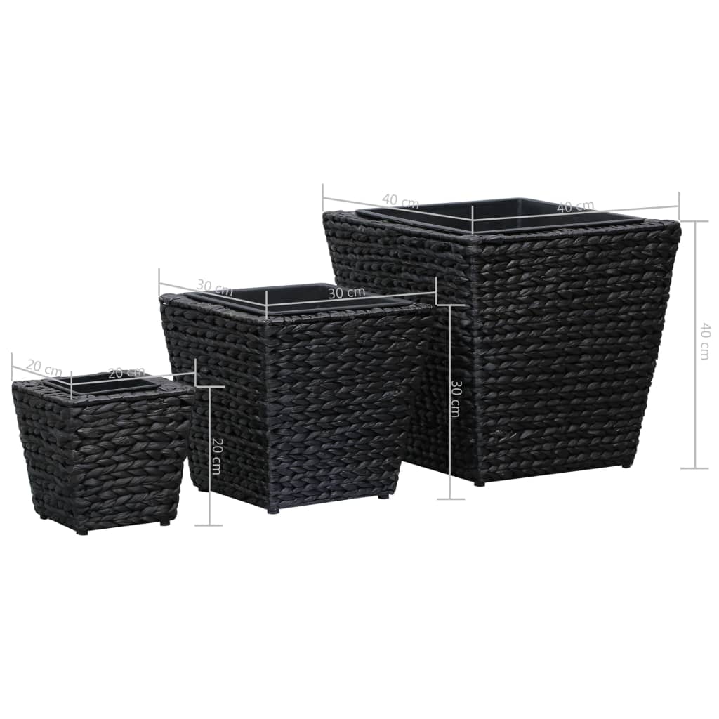 vidaXL Conjunto de arriates 3 piezas jacinto de agua negro