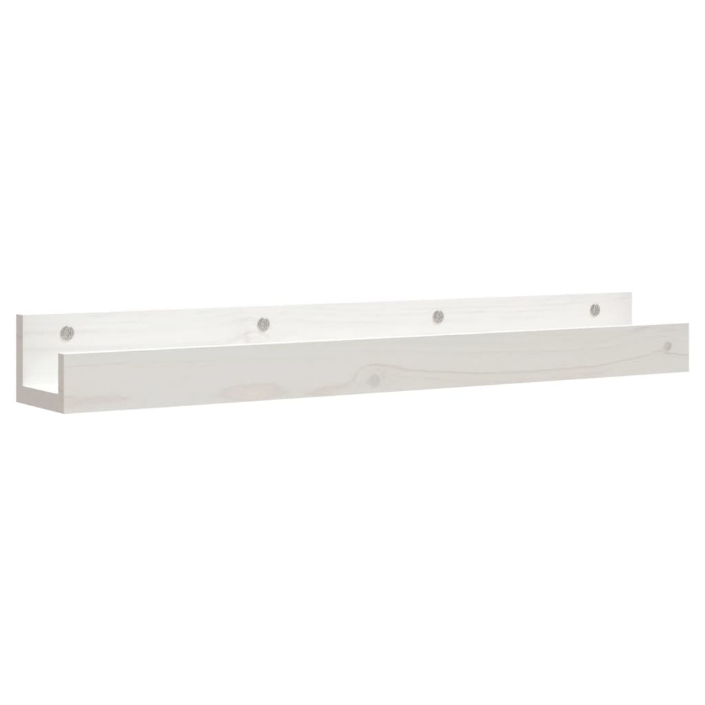 vidaXL Estantes de pared 2 uds madera maciza de pino blanco 80x12x9 cm