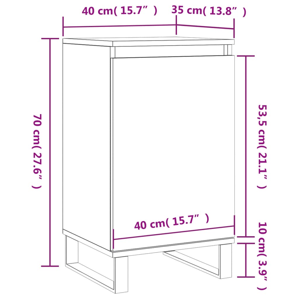 vidaXL Aparador madera de ingeniería gris hormigón 40x35x70 cm