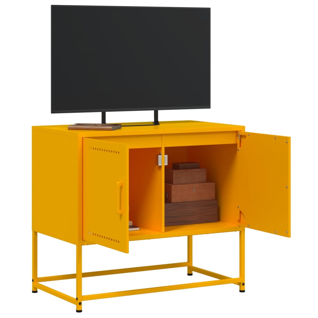 vidaXL Mueble para TV de acero amarillo mostaza 68,5x39x60,5 cm