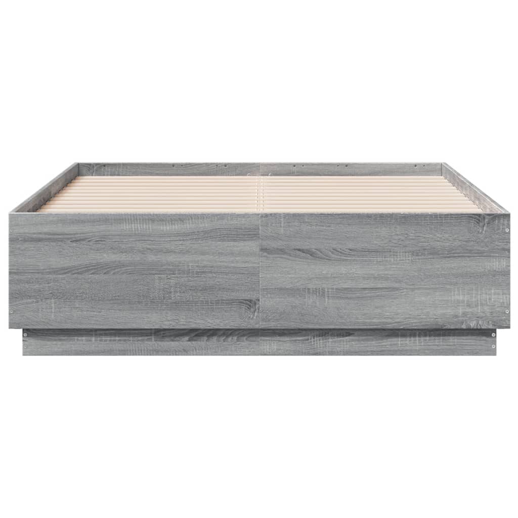 vidaXL Estructura cama con luces LED madera gris Sonoma 120x190 cm