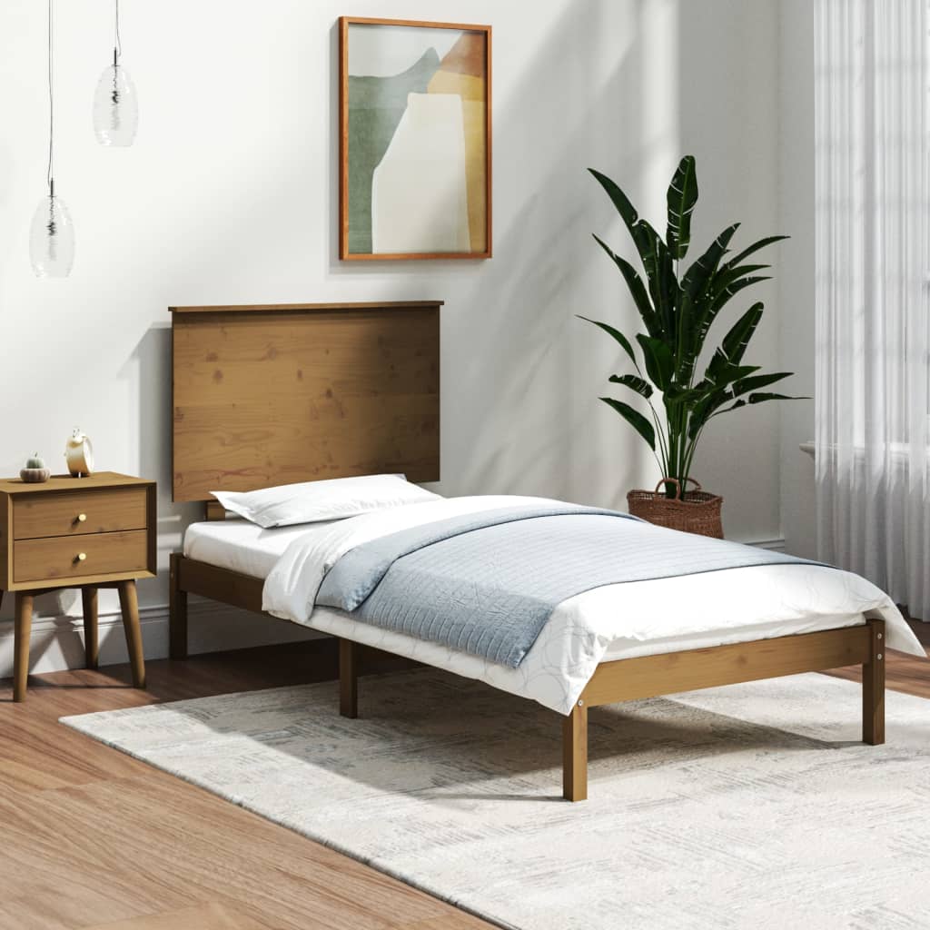 vidaXL Estructura de cama madera maciza marrón miel 75x190 cm