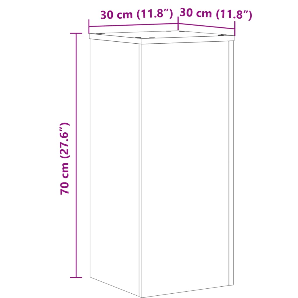 vidaXL Soportes de plantas 2 uds madera roble artisian 30x30x70 cm