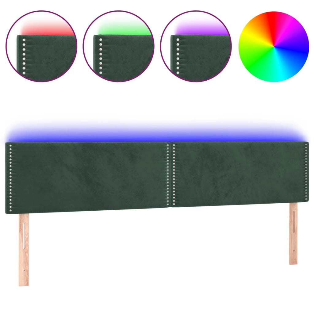 vidaXL Cabecero con LED de terciopelo verde oscuro 180x5x78/88 cm