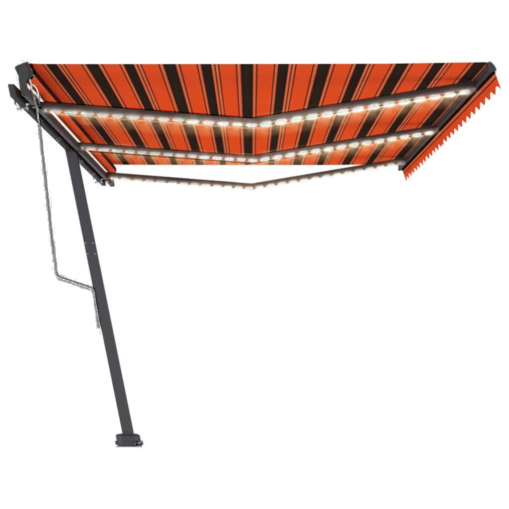 vidaXL Toldo automático LED sensor de viento naranja marrón 600x300 cm