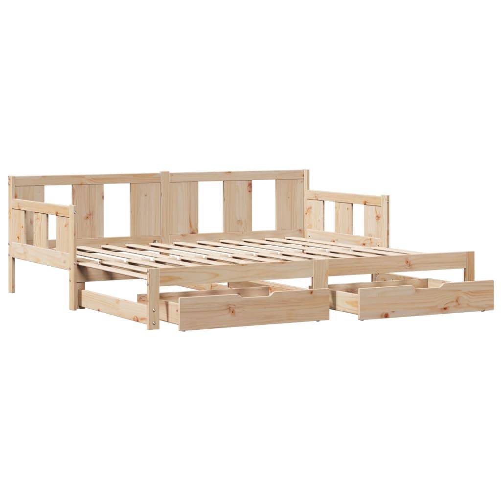 vidaXL Sofá cama nido con cajones madera maciza de pino 80x200 cm