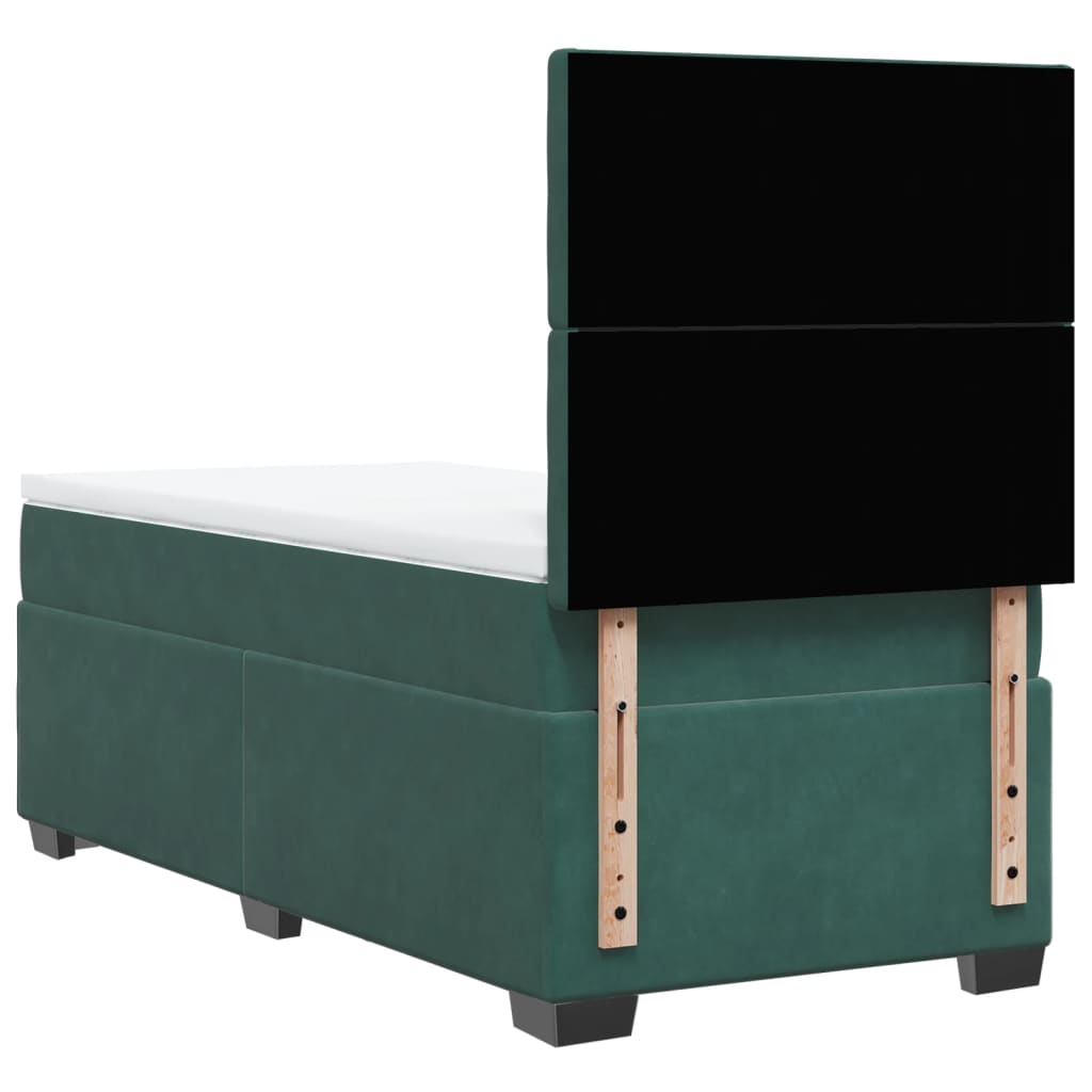 vidaXL Cama box spring con colchón terciopelo verde oscuro 90x190 cm