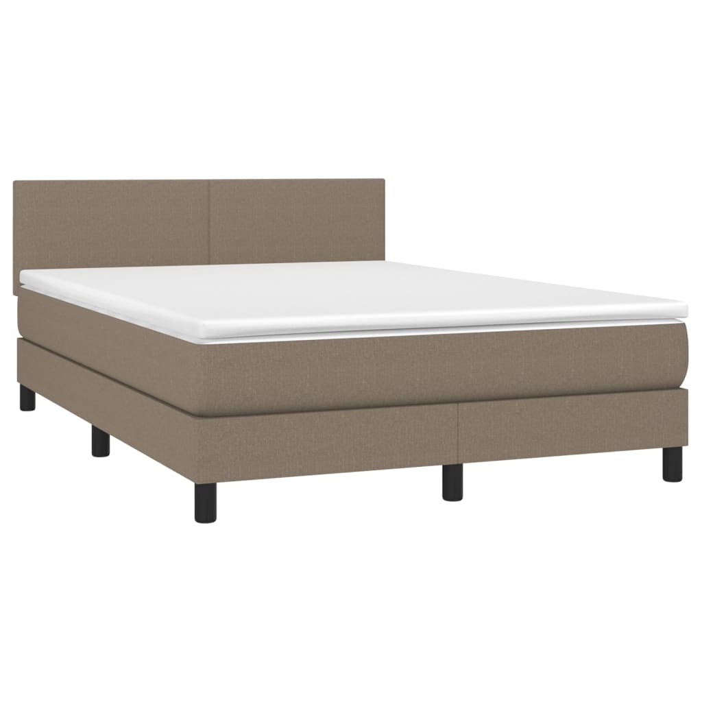 vidaXL Cama box spring con colchón tela gris taupe 140x190 cm