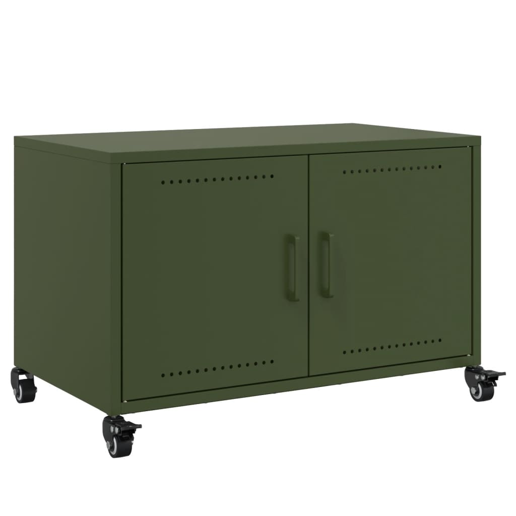 vidaXL Mueble de TV de acero verde oliva 68x39x43,5 cm