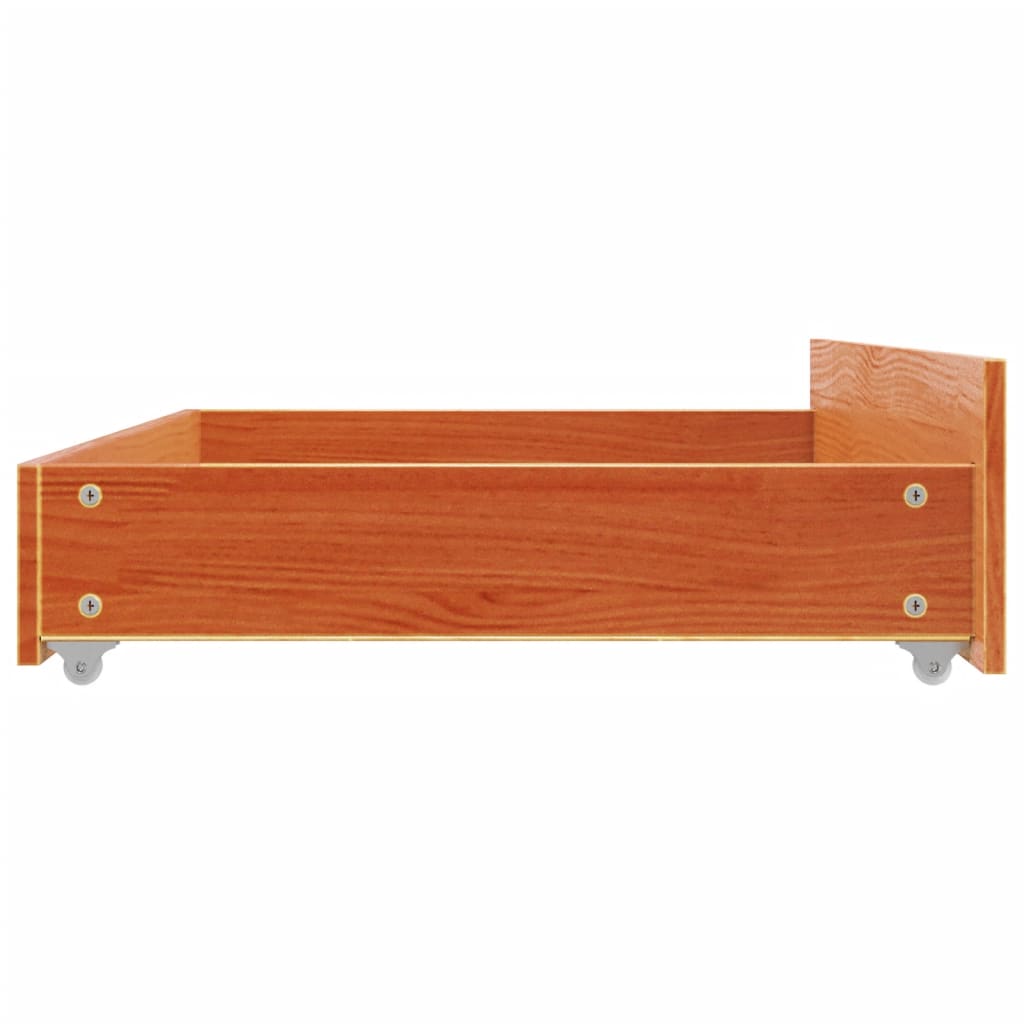 vidaXL Cajones de cama 4 uds madera maciza de pino marrón cera