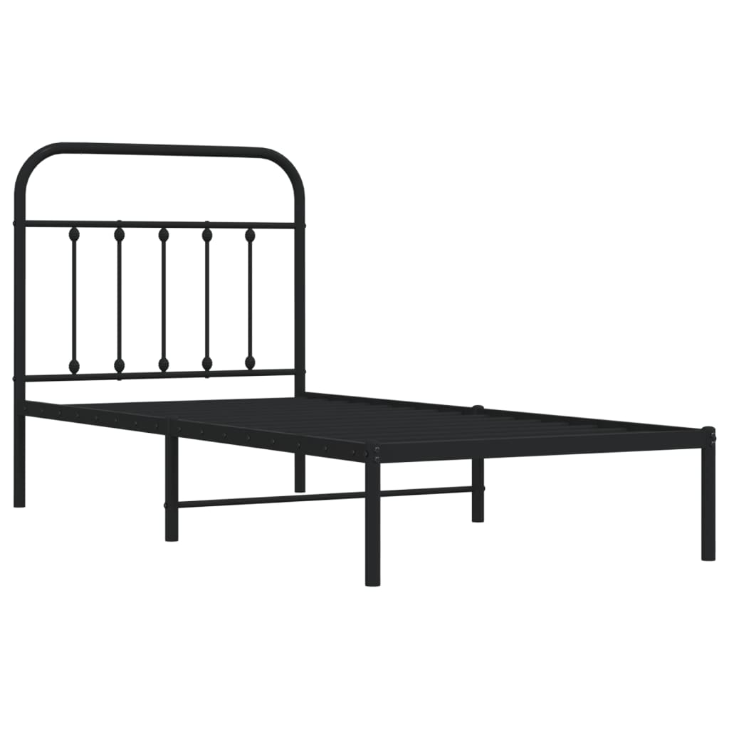 vidaXL Estructura cama sin colchón con cabecero metal negro 90x200 cm