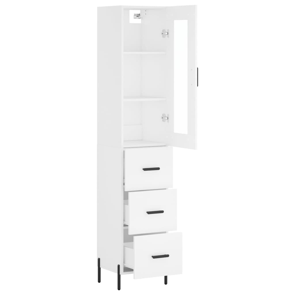 vidaXL Aparador alto madera contrachapada blanco 34,5x34x180 cm