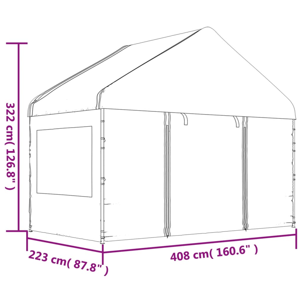 vidaXL Cenador con techo polietileno blanco 6,69x4,08x3,22 m