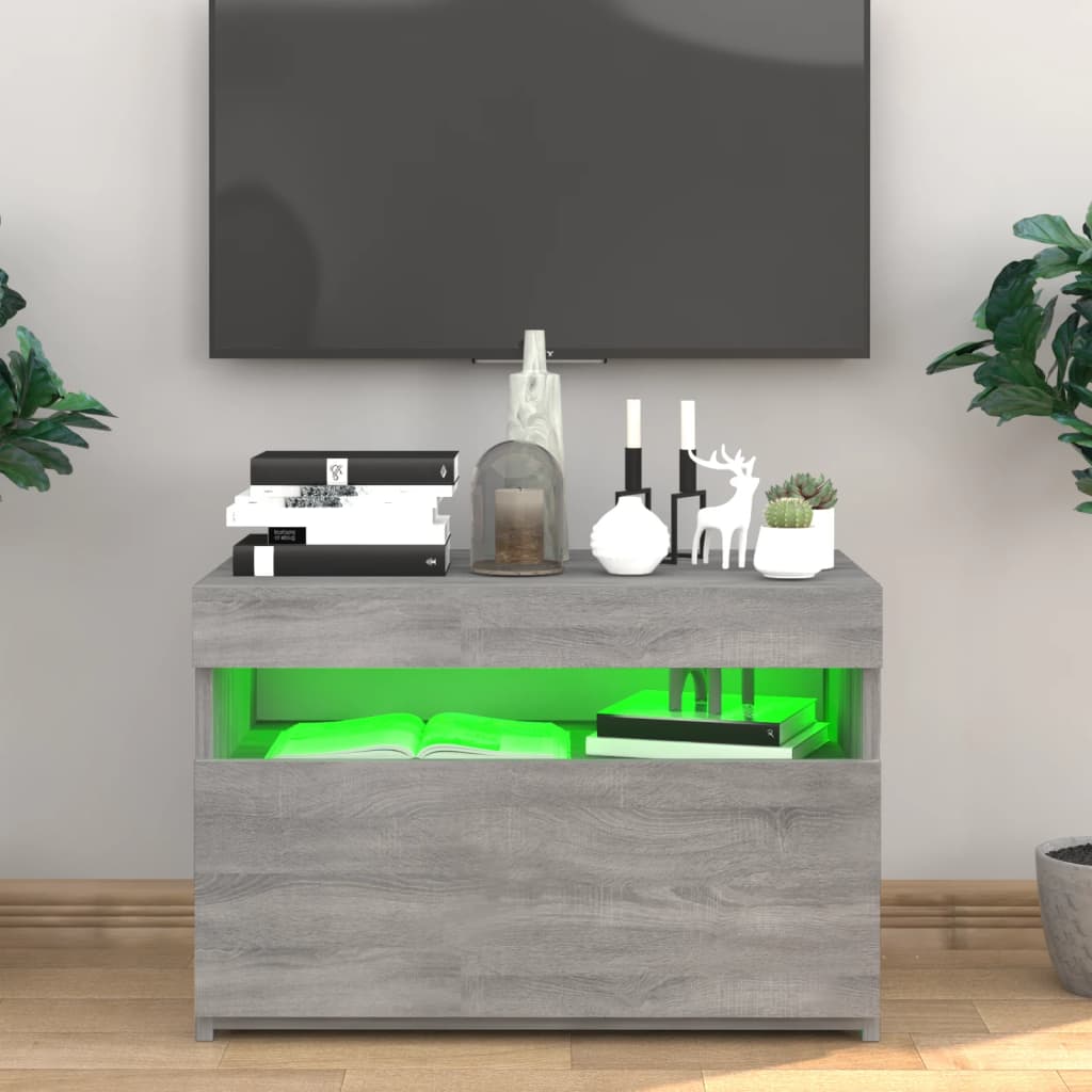 vidaXL Mueble de TV con luces LED gris Sonoma 60x35x40 cm
