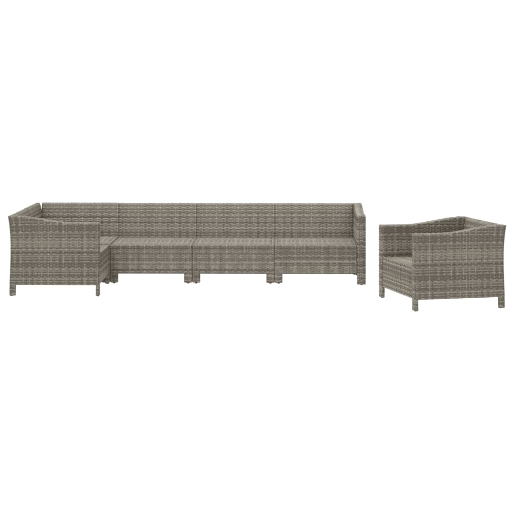 vidaXL Set de muebles de jardín 6 pzas y cojines ratán sintético gris