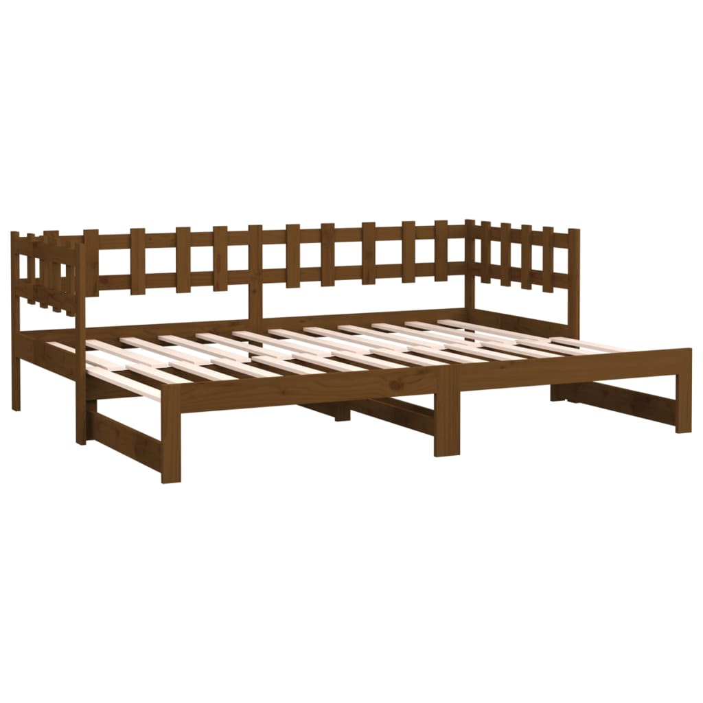 vidaXL Sofá cama extraíble madera de pino marrón miel 2x(80x200) cm