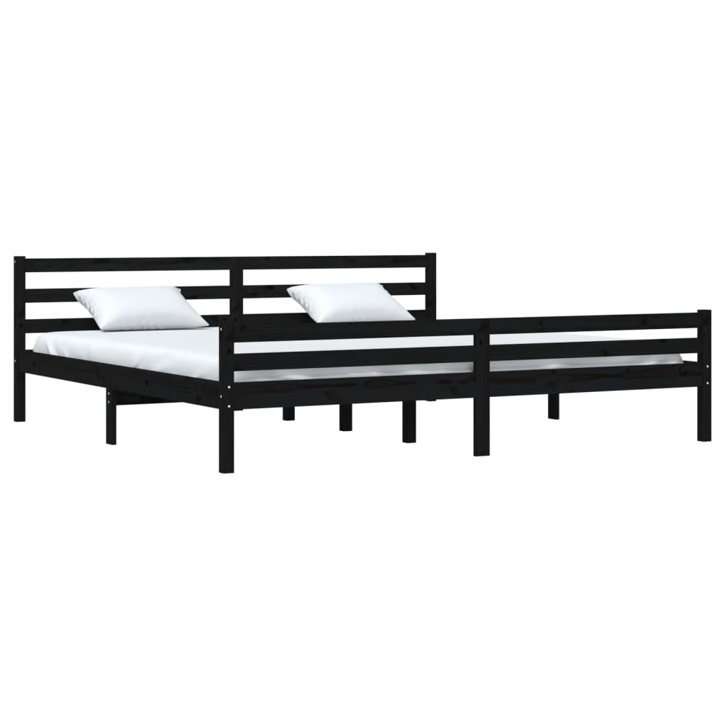 vidaXL Estructura de cama de madera maciza negro 200x200 cm