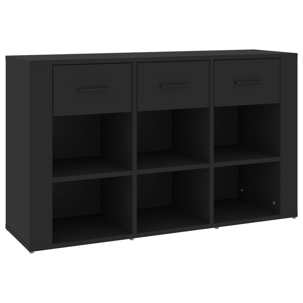 vidaXL Aparador de madera contrachapada negro 100x30x59,5 cm