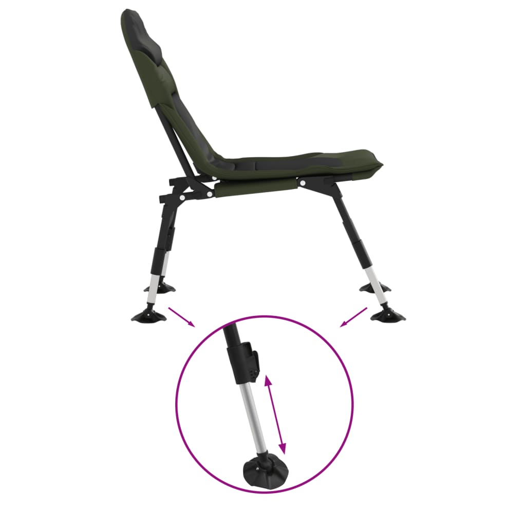 vidaXL Silla de pesca con patas para barro ajustables plegable verde