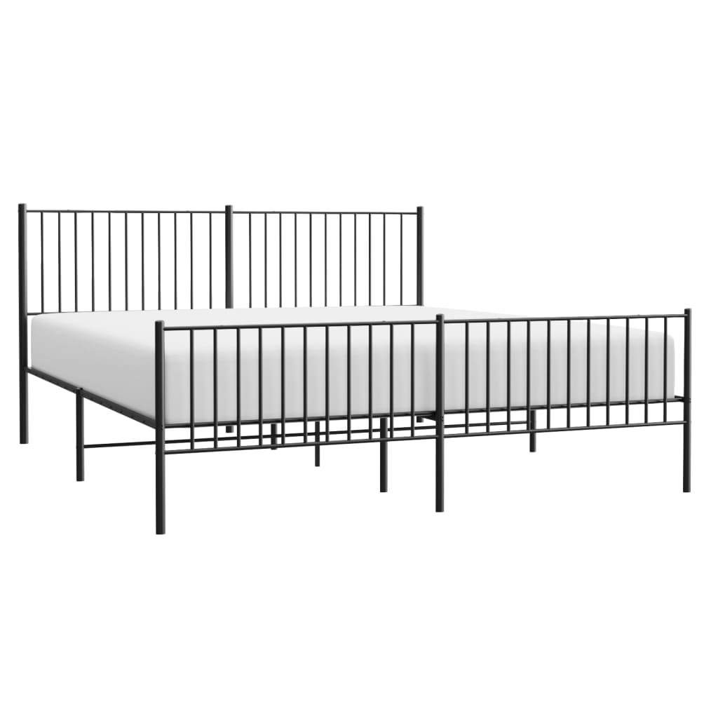 vidaXL Estructura cama sin colchón con estribo metal negro 180x200 cm