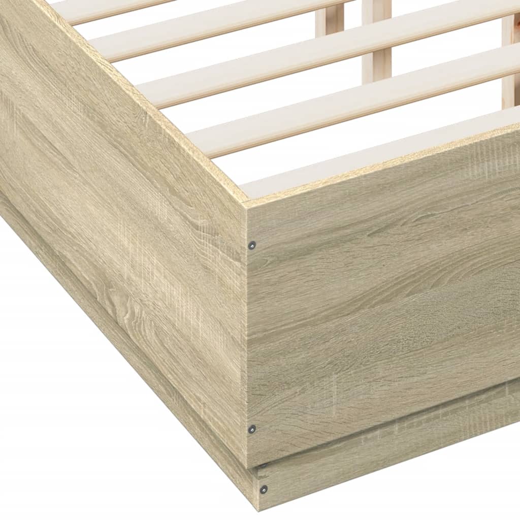 vidaXL Estructura cama con luces LED madera roble Sonoma 120x190 cm