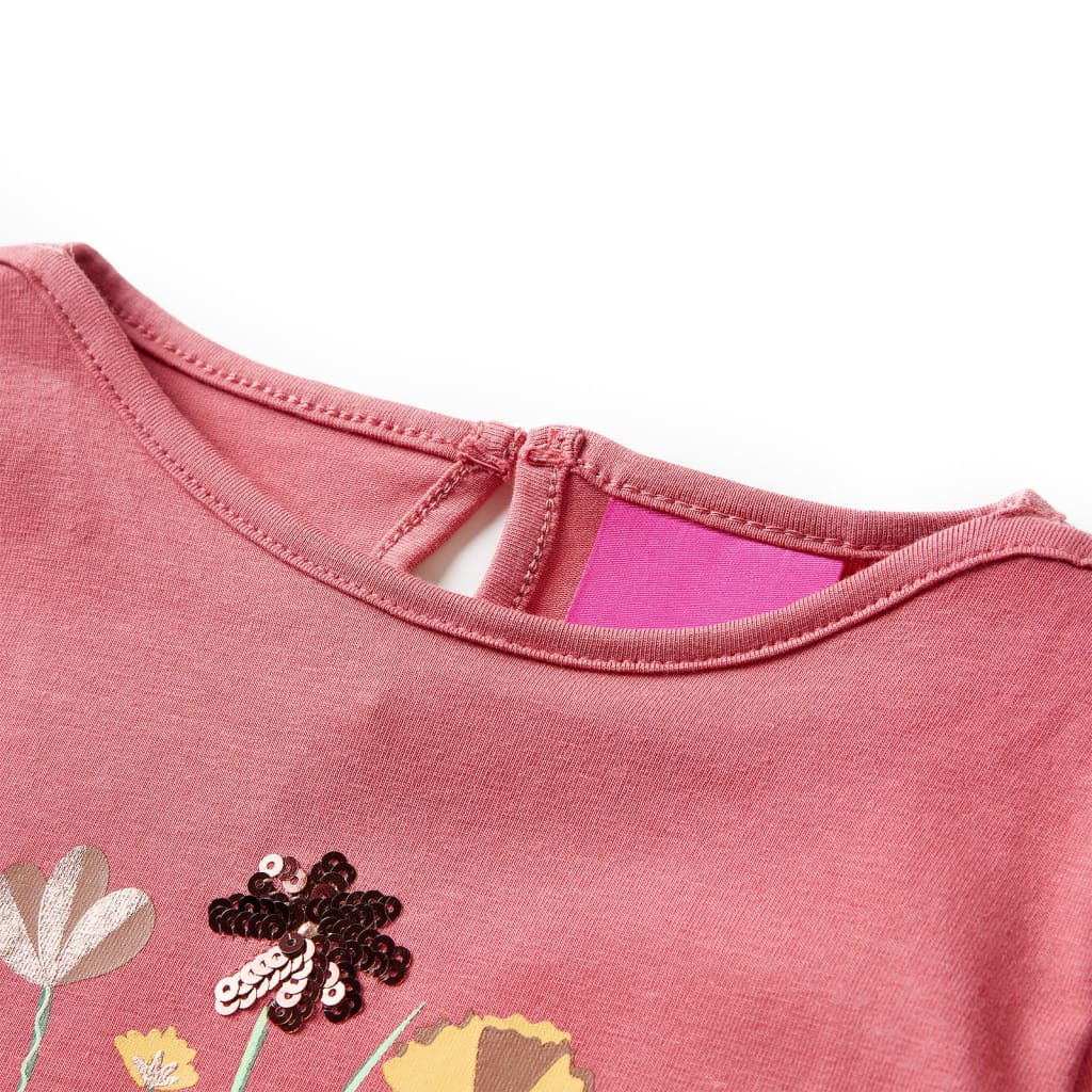 Camiseta infantil de manga larga rosa envejecido 92