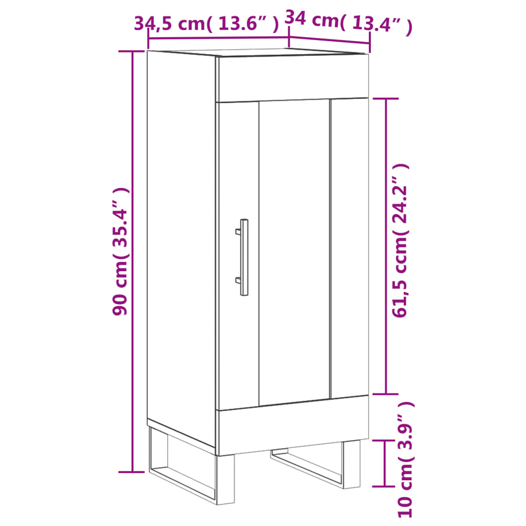 vidaXL Aparador madera de ingeniería roble ahumado 34,5x34x90 cm