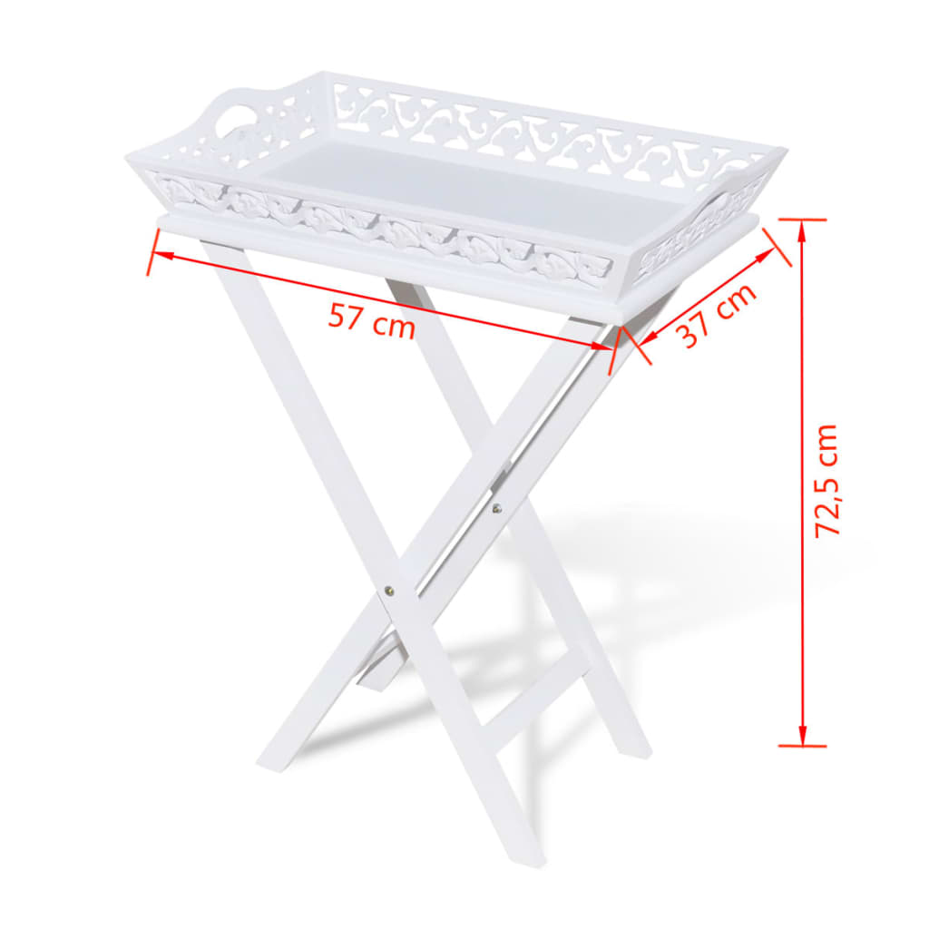 vidaXL Mesa auxiliar con bandeja blanca