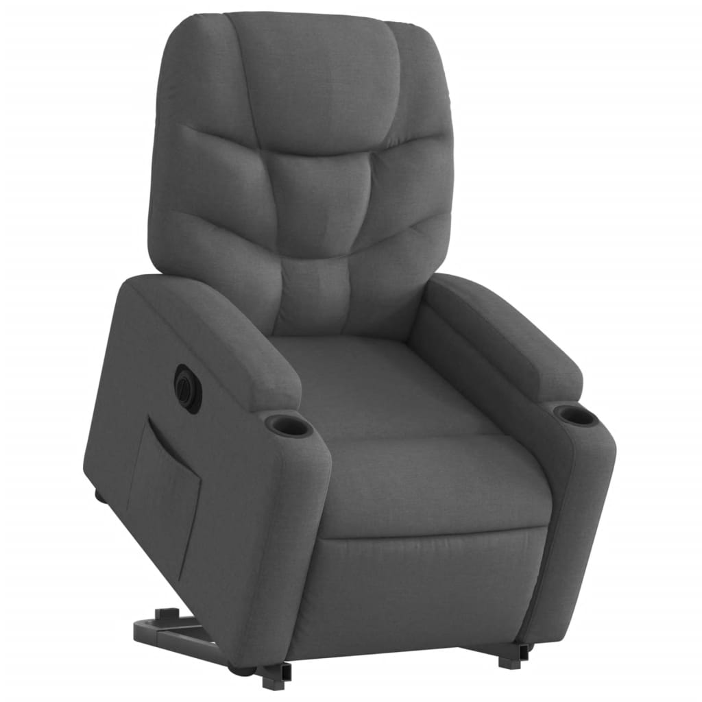 vidaXL Sillón eléctrico reclinable elevable de tela gris oscuro