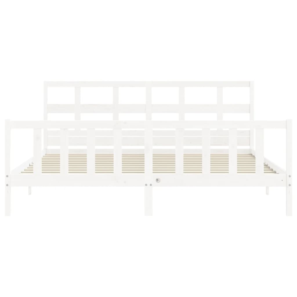 vidaXL Estructura de cama con cabecero madera maciza blanco 200x200 cm