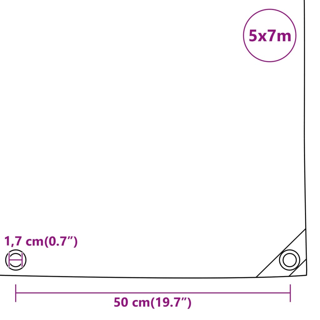 vidaXL Lona negra 5x7 m 650 g/m²