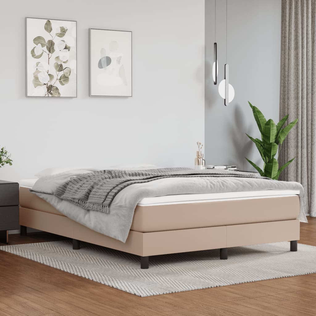 vidaXL Estructura de cama de cuero sintético capuchino 140x200 cm