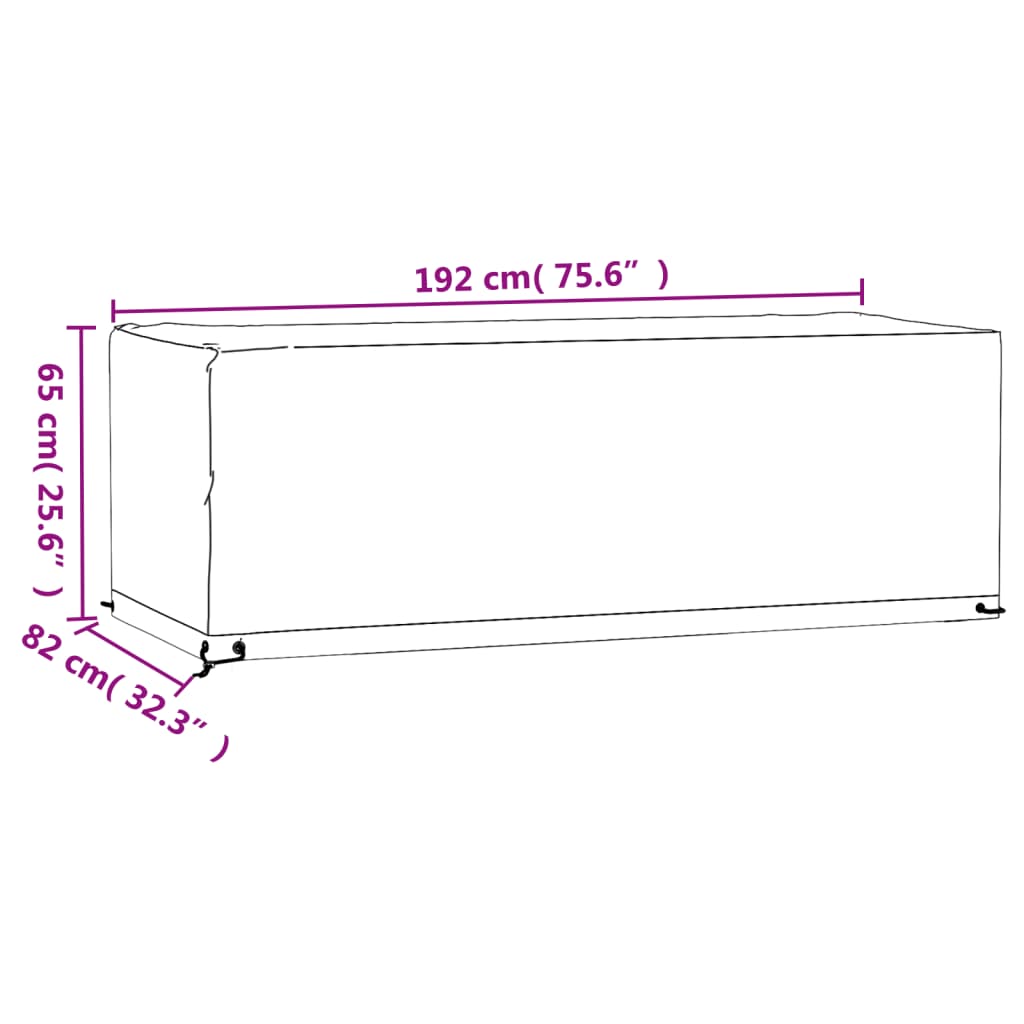 vidaXL Funda para muebles de jardín 8 ojales rectangular 192x82x65 cm