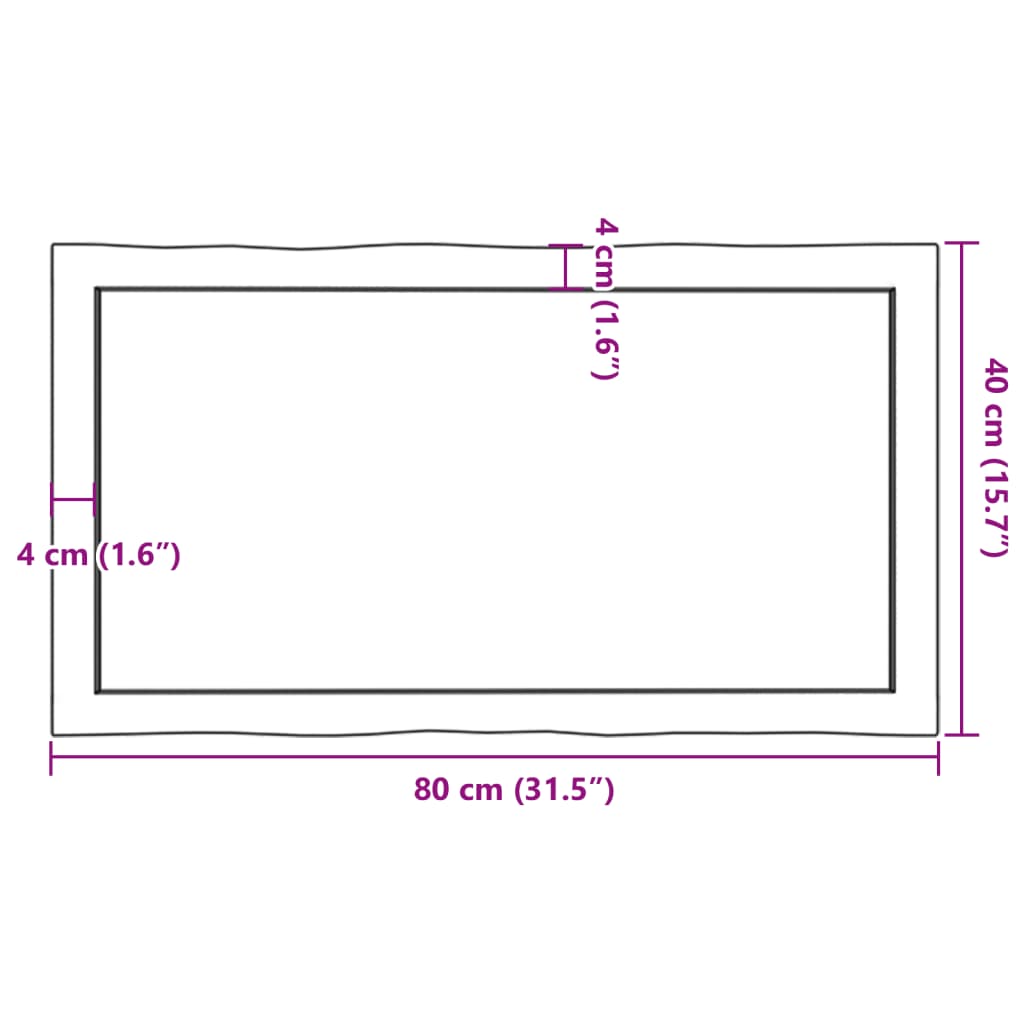 vidaXL Tablero de mesa madera maciza borde natural 80x40x(2-6) cm