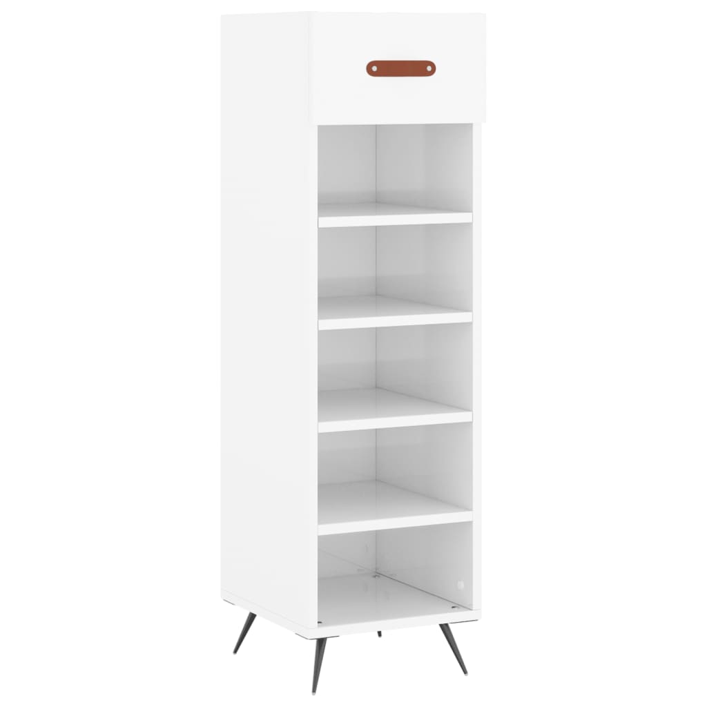 vidaXL Mueble zapatero madera contrachapada blanco brillo 30x35x105 cm