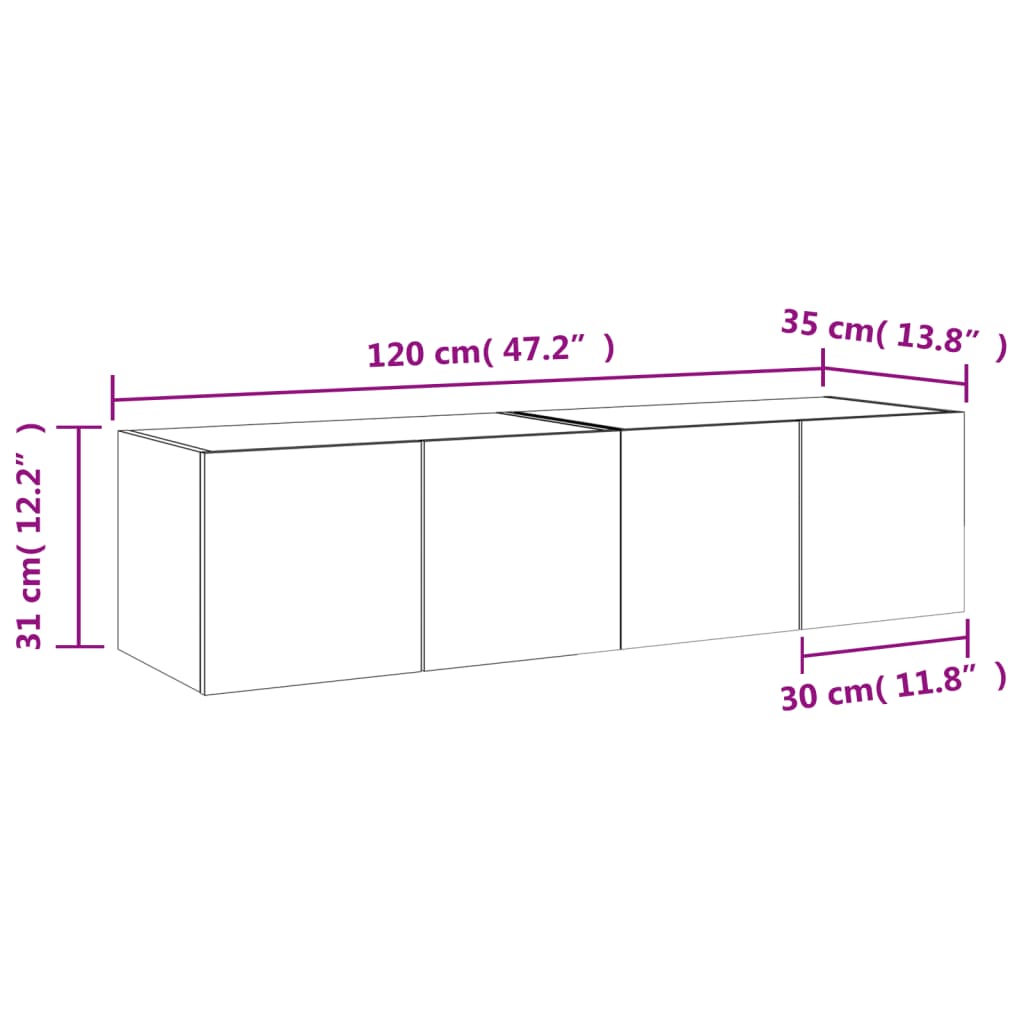 vidaXL Muebles TV de pared luces LED 2 uds roble ahumado 60x35x31 cm