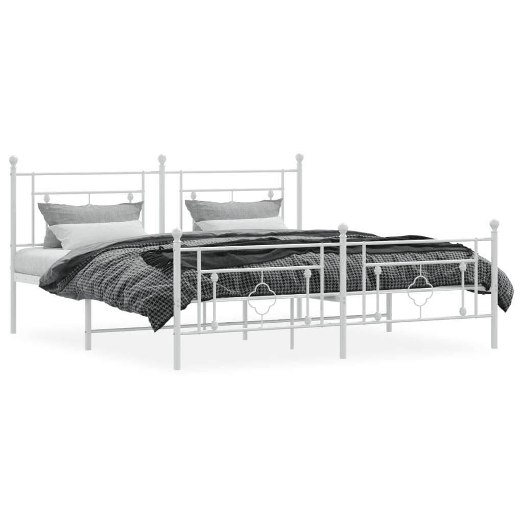 vidaXL Estructura cama sin colchón con estribo metal blanco 180x200 cm