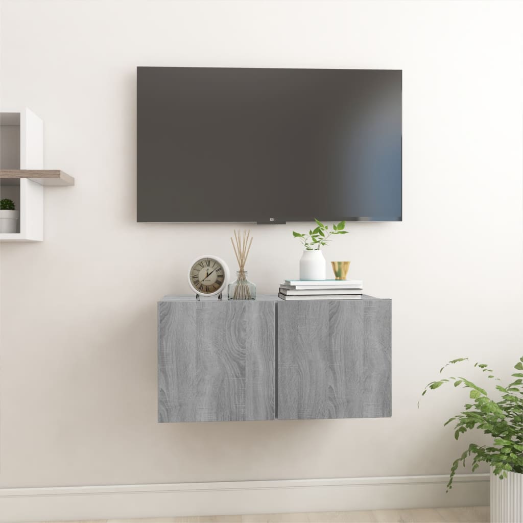 vidaXL Mueble TV colgante madera contrachapada gris Sonoma 60x30x30 cm